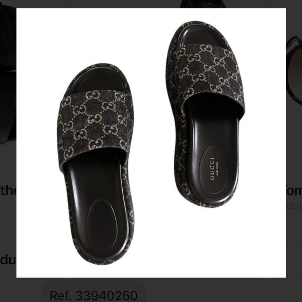 Authentic Gucci slides with serial number box and dust bag.